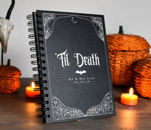Load image into Gallery viewer, Custom Gothic Til Death Botanical & Witchy | Wedding Guest Book | Journal | Notebook A5