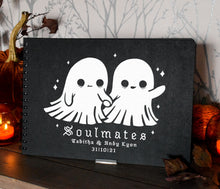 Load image into Gallery viewer, Custom Gothic Soulmates Spooky Cute Ghosts Wedding Guest Book, Journal, Notebook A4