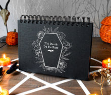 Load image into Gallery viewer, Custom Gothic Coffin 'Til Death Do Us Part Wedding Guest Book, Journal, Notebook A5