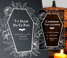 Load image into Gallery viewer, Custom Gothic Coffin 'Til Death Do Us Part Wedding Guest Book, Journal, Notebook A5
