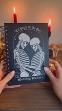 Load and play video in Gallery viewer, Custom Gothic Skeleton 'Til Death Do Us Part | Wedding Guestbook | Journal | Notebook A5
